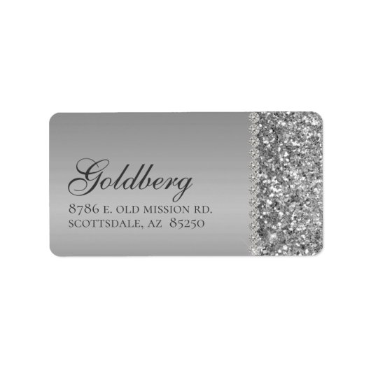 Zilveren Glitter Bat Mitzvah Etiket (Voorkant)