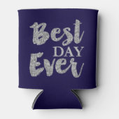 Zilveren Glitter beste dag ooit bruiloft gunsten Blikjeskoeler (Voorkant)