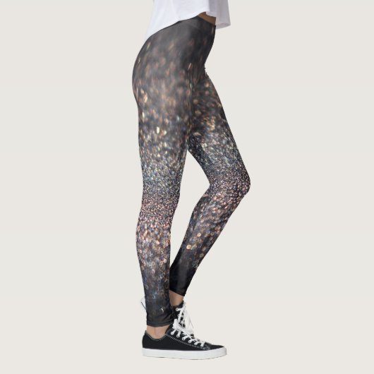 Zilveren Glitter: Black Bokeh Kerstmis Leggings (Rechts)