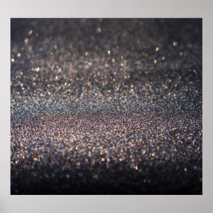 Zilveren Glitter: Black Bokeh Kerstmis Poster