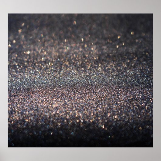Zilveren Glitter: Black Bokeh Kerstmis Poster (Voorkant)