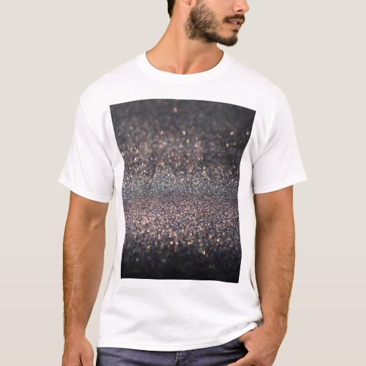 Zilveren Glitter: Black Bokeh Kerstmis T-shirt (Voorkant)