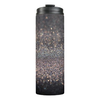 Zilveren Glitter: Black Bokeh Kerstmis Thermosbeker