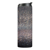 Zilveren Glitter: Black Bokeh Kerstmis Thermosbeker (Gedraaid links)