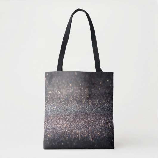 Zilveren Glitter: Black Bokeh Kerstmis Tote Bag (Voorkant)