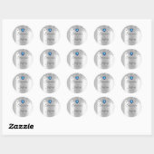 Zilveren Glitter Blauw Hart Sparkle Bruiloft Ronde Sticker (Vel)