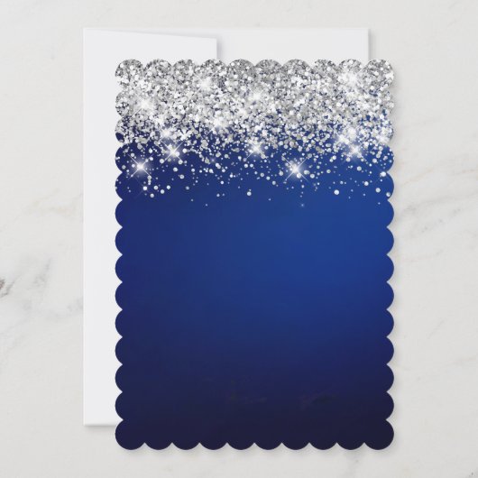 Zilveren Glitter Blauw Navy Ombre Bold 21e Verjaar Kaart (Achterkant)