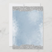 Zilveren Glitter Blauwe Bruiloft Kaart (Achterkant)
