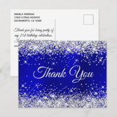 Zilveren Glitter Blauwe Folie 21e Verjaardag Bedan Briefkaart (Voorkant / Achterkant)