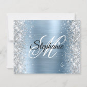 Zilveren Glitter Blauwe Folie Monogram 50e Verjaar (Achterkant)