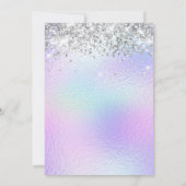 Zilveren Glitter Bleek Iriserend Folie Sweet 16 Kaart (Achterkant)
