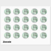 Zilveren Glitter Bleke Mint Folie Fancy Monogram Ronde Sticker (Vel)