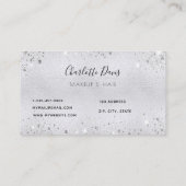 Zilveren glitter bloemenmake-up haar schoonheid visitekaartje (Achterkant)