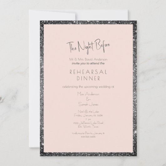 Zilveren glitter blush oogverblindend de nacht voo kaart (Voorkant)