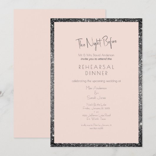 Zilveren glitter blush oogverblindend de nacht voo kaart (Voorkant / Achterkant)