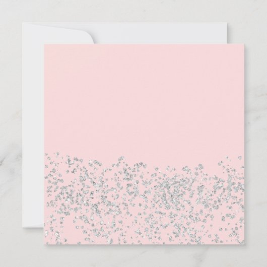 Zilveren glitter blush roze ballon baby shower kaart (Achterkant)