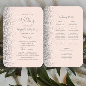 Zilveren Glitter Blush Roze Bruiloft Programma Handwaaier