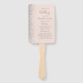 Zilveren Glitter Blush Roze Bruiloft Programma Handwaaier (Voorkant)