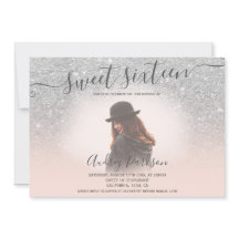 Zilveren glitter blush roze chic Sweet 16 foto