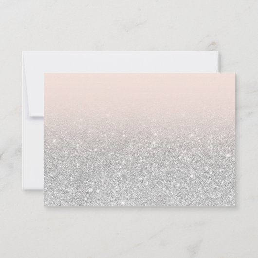 Zilveren glitter blush roze script chic rsvp (Achterkant)