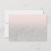 Zilveren glitter blush roze script chic rsvp kaartje (Achterkant)