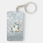 Zilveren Glitter Bokeh Baby Eenhoorn Sleutelhanger (achterkant)