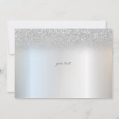 Zilveren glitter bokeh ombre, jurk zoet zeventien bedankkaart (Achterkant)