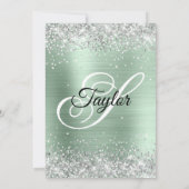 Zilveren Glitter Bord Mint Monogram 30e Verjaardag Kaart (Achterkant)