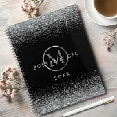 Zilveren Glitter Boss Lady CEO Monogram Planner