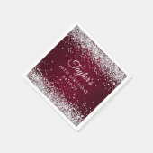 Zilveren Glitter Bourgondië Ombre 40e verjaardag Servet (Hoek)