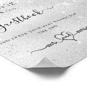 Zilveren glitter bruiloft gastenboek teken poster (Hoek)