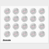 Zilveren Glitter bruiloft gepersonaliseerd Ronde Sticker (Vel)