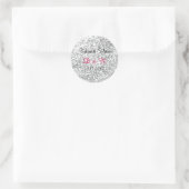 Zilveren Glitter bruiloft gepersonaliseerd Ronde Sticker (Tas)
