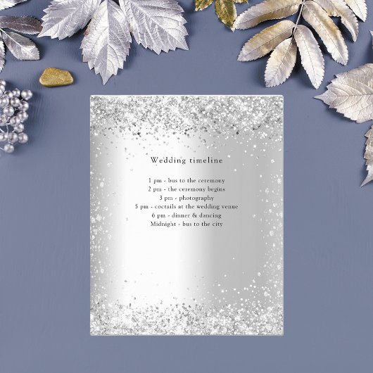 Zilveren glitter bruiloft programma details