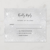 Zilveren glitter bruiloft RSVP kaart (Voorkant)