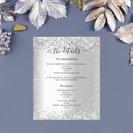 Zilveren glitter budget bruiloft programma details