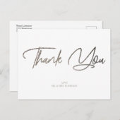 Zilveren Glitter Chic & Wit Bedankt Custom Briefkaart (Voorkant / Achterkant)