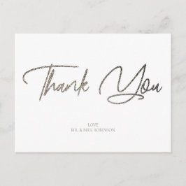 Zilveren Glitter Chic & Wit Bedankt Custom Briefkaart