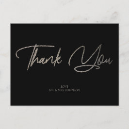 Zilveren Glitter Chic & Zwart Bedankt Custom Briefkaart