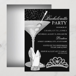 Zilveren Glitter Cocktail Meidenavakantie Kaart