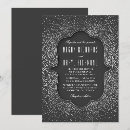  zilveren glitter Confetti bruiloft Kaart (Voorkant / Achterkant)