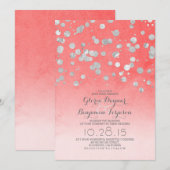 Zilveren glitter confetti Koraal Roze bruiloft uit Kaart (Voorkant / Achterkant)