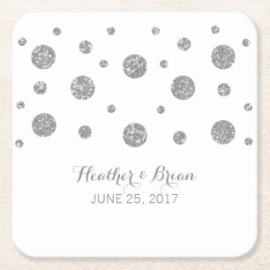 Zilveren glitter Confetti Paper Onderzetters