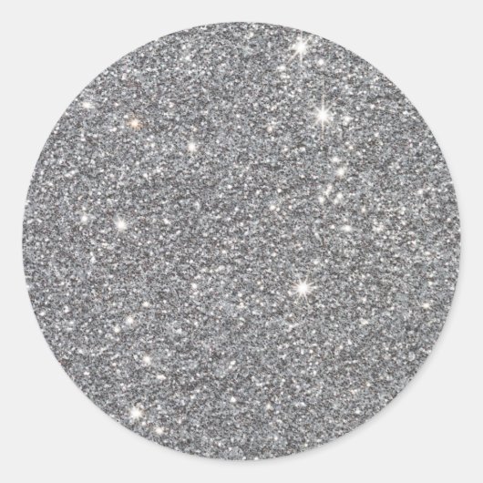 Zilveren Glitter Custom Trendy Ronde Sticker (Voorkant)
