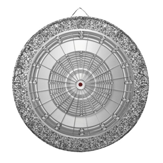Zilveren Glitter Dartboard Dartbord (Voorkant)