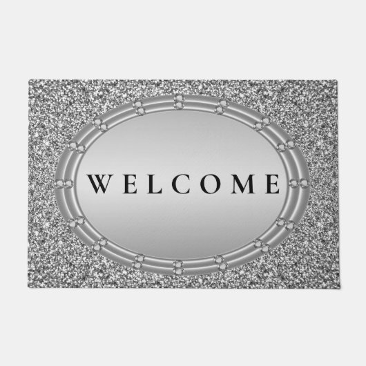 Zilveren Glitter Deurmat (Voorkant)