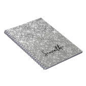 Zilveren Glitter Diamant Glam Script Naam Notitieboek (Rechterzijde)