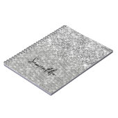 Zilveren Glitter Diamant Glam Script Naam Notitieboek (Linkerzijde)