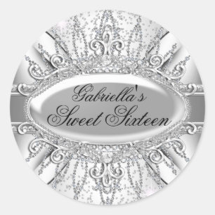 Zilveren Glitter Diamant Sweet 16 Sticker