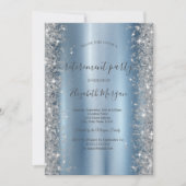 Zilveren Glitter Diamanten Blauwe Pensioenfeest Kaart (Voorkant)